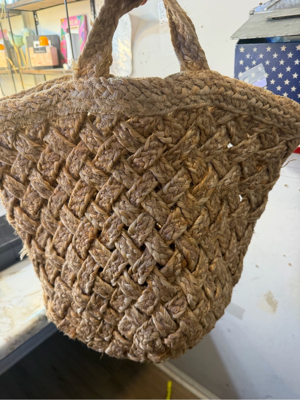 Handwoven Jute Tote Bag in Natural Brown